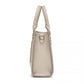 Miss Lulu PU Leather Graceful Spacious Tote Bag with Woven Trim and Detachable Ethnic Strap