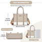 Miss Lulu PU Leather Graceful Spacious Tote Bag with Woven Trim and Detachable Ethnic Strap
