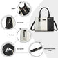 Miss Lulu PU Leather Three-Tone Stitched Shoulder Handbag - Stylish Daily Bag with Adjustable Strap
