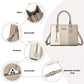 Miss Lulu PU Leather Three-Tone Stitched Shoulder Handbag - Stylish Daily Bag with Adjustable Strap