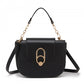 Miss Lulu Stylish PU Saddle Bag with Chain-Accent Top Handle & Adjustable Strap
