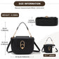 Miss Lulu Stylish PU Saddle Bag with Chain-Accent Top Handle & Adjustable Strap