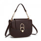 Miss Lulu Stylish PU Saddle Bag with Chain-Accent Top Handle & Adjustable Strap