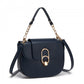 Miss Lulu Stylish PU Saddle Bag with Chain-Accent Top Handle & Adjustable Strap