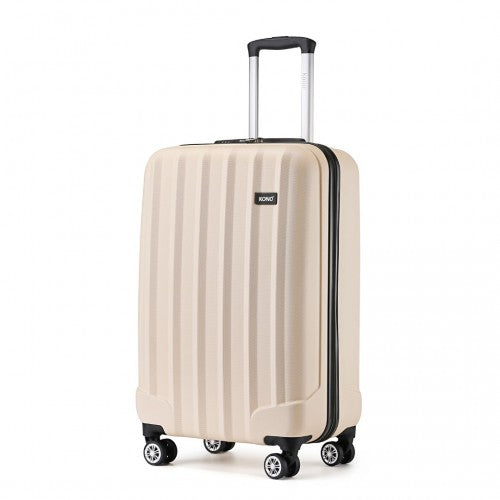 Kono 19 Inch Cabin Size ABS Hard Shell Luggage With Vertical Stripes - Ideal For Carry-On - Beige