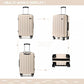 Kono 28 Inch Striped ABS Hard Shell Luggage With 360-Degree Spinner Wheels - Beige