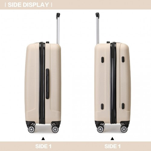 Kono 28 Inch Striped ABS Hard Shell Luggage With 360-Degree Spinner Wheels - Beige