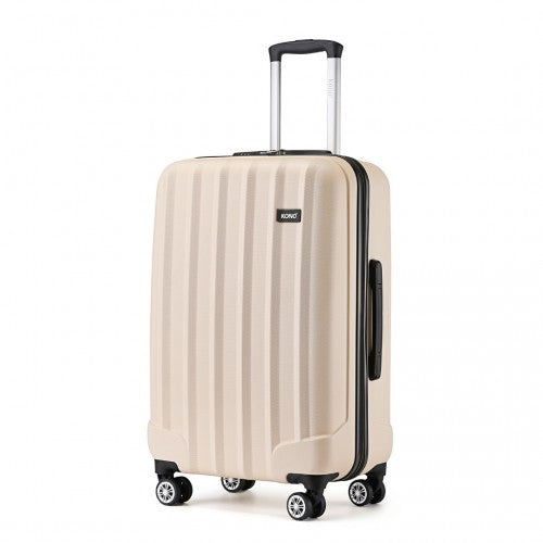 Kono 28 Inch Striped ABS Hard Shell Luggage With 360-Degree Spinner Wheels - Beige