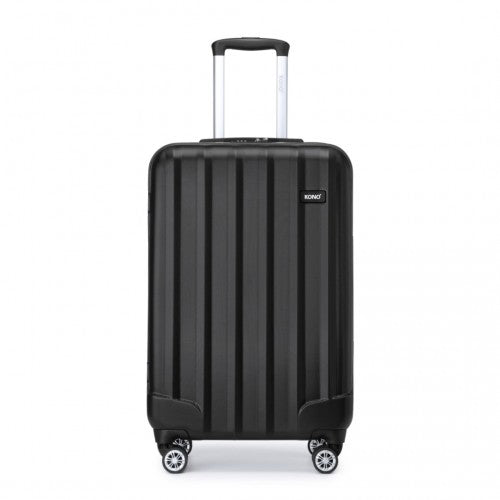 Kono 19 Inch Cabin Size ABS Hard Shell Luggage With Vertical Stripes - Ideal For Carry-On - Black