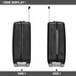 Kono 24 Inch Striped ABS Hard Shell Luggage With 360-Degree Spinner Wheels - Black