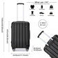 Kono 24 Inch Striped ABS Hard Shell Luggage With 360-Degree Spinner Wheels - Black