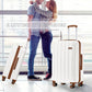 Kono 19/24/28 Inch 3 Piece Set Striped ABS Hard Shell Luggage With 360-Degree Spinner Wheels - Cream