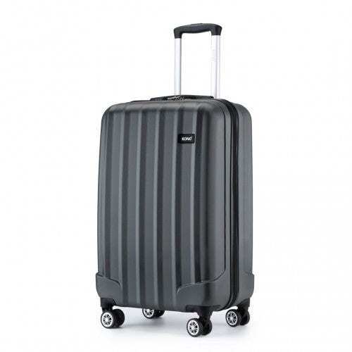 Kono 19 Inch Cabin Size ABS Hard Shell Luggage With Vertical Stripes - Ideal For Carry-On - Grey
