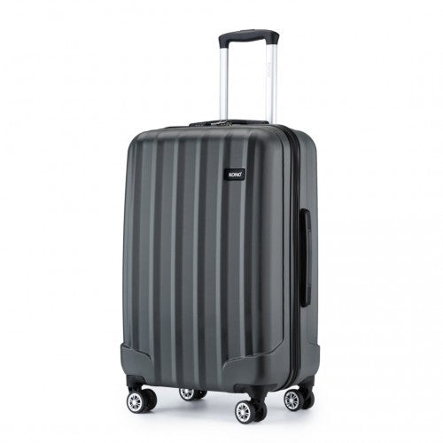 Kono 24 Inch Striped ABS Hard Shell Luggage With 360-Degree Spinner Wheels - Grey