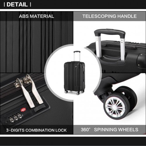 Kono 28 Inch ABS Lightweight Compact Hard Shell Travel Luggage For Extended Journeys - Black