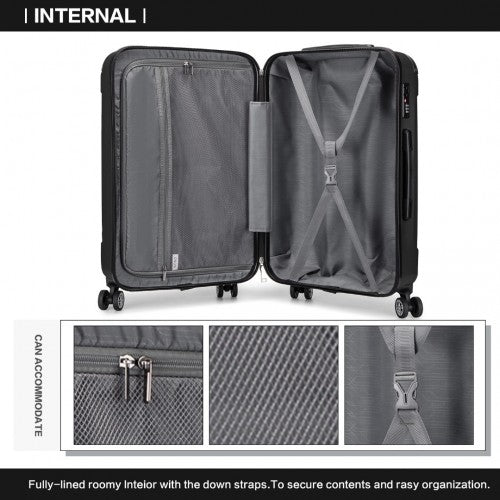 Kono 28 Inch ABS Lightweight Compact Hard Shell Travel Luggage For Extended Journeys - Black