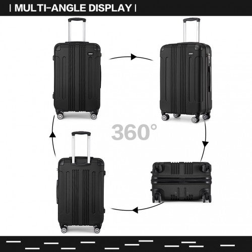 Kono 28 Inch ABS Lightweight Compact Hard Shell Travel Luggage For Extended Journeys - Black