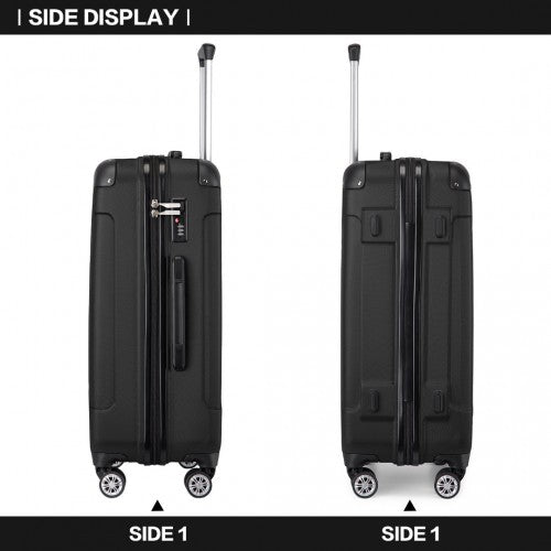 Kono 28 Inch ABS Lightweight Compact Hard Shell Travel Luggage For Extended Journeys - Black