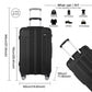 Kono 28 Inch ABS Lightweight Compact Hard Shell Travel Luggage For Extended Journeys - Black