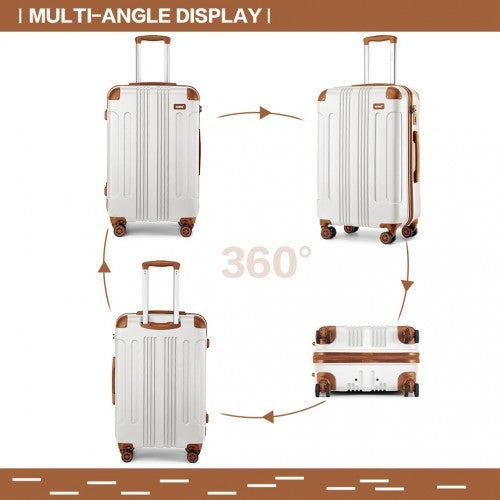 Kono 28 Inch ABS Lightweight Compact Hard Shell Travel Luggage For Extended Journeys - Cream