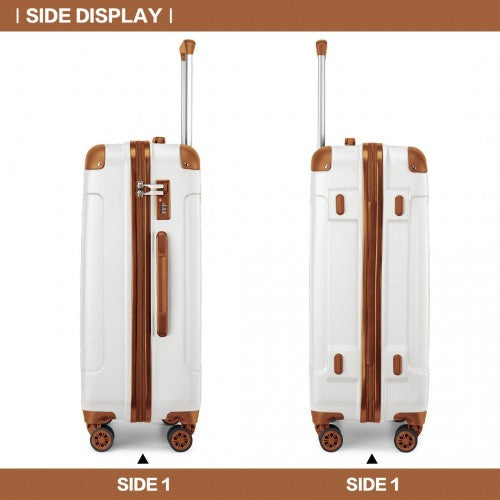 Kono 28 Inch ABS Lightweight Compact Hard Shell Travel Luggage For Extended Journeys - Cream