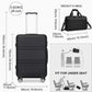 Kono Abs 28 Inch Sculpted Horizontal Design 2 Piece Suitcase Set With Cabin Bag - Black