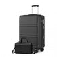 Kono Abs 28 Inch Sculpted Horizontal Design 2 Piece Suitcase Set With Cabin Bag - Black