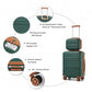 Kono ABS Sculpted Horizontal Design 4 Pcs Suitcase Set with Vanity Case - Green and Brown