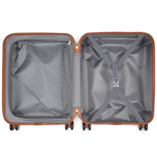 Kono ABS 20 Inch Sculpted Horizontal Design Cabin Luggage - Green / Brown