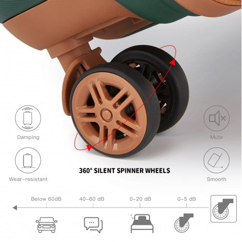 Kono ABS 24 Inch Sculpted Horizontal Design Suitcase - Green / Brown