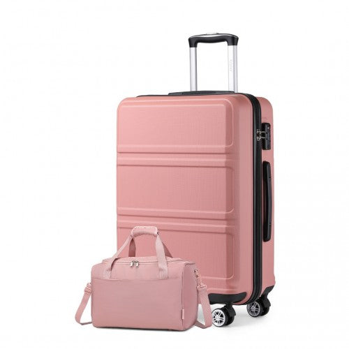 Kono Abs 28 Inch Sculpted Horizontal Design 2 Piece Suitcase Set With Cabin Bag - Nude