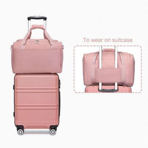 Kono Abs 28 Inch Sculpted Horizontal Design 2 Piece Suitcase Set With Cabin Bag - Nude