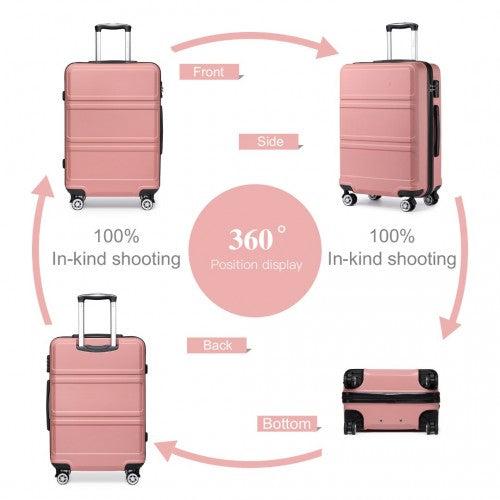 Kono Abs 28 Inch Sculpted Horizontal Design 2 Piece Suitcase Set With Cabin Bag - Nude
