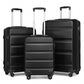 Kono 3-Piece Lightweight ABS Hardshell Suitcase Set - 19, 24, 28 Inch With Secure TSA Lock - Black