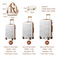 British Traveller 5 Piece Polypropylene and ABS Hard Shell Suitcase Set with Travel Tote and Cosmetic Pouch - Beige/Brown