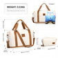 British Traveller 20 Inch Multi-Texture Polypropylene Cabin Size Suitcase 3 Piece Travel Set with Travel Tote and Cosmetic Pouch - Cream/Brown