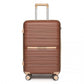 British Traveller 28 Inch Multi-Texture Polypropylene Hard Shell Suitcase With TSA Lock - Brown / Apricot