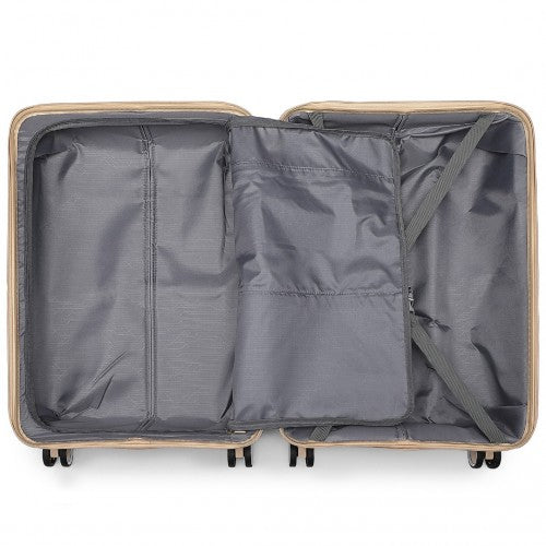 British Traveller 3 Pcs Multi-Texture Polypropylene Hard Shell Suitcase With TSA Lock - Brown/Apricot