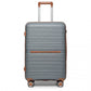 British Traveller 24 Inch Multi-Texture Polypropylene Hard Shell Suitcase With TSA Lock - Grey / Brown