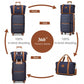 British Traveller 5 Piece Polypropylene Hard Shell Suitcase Set With Tote Bag and Cosmetic Pouch - Navy/Brown