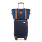Kono 20 Inch Abs Carry-Ons Cabin Suitcase 3 Piece Travel Set With Weekend and Toiletry Bag - Navy