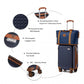 Kono 20 Inch Abs Carry-Ons Cabin Suitcase 3 Piece Travel Set With Weekend and Toiletry Bag - Navy