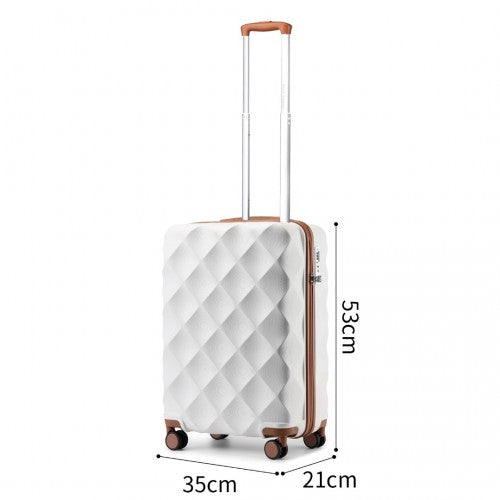 British Traveller Ultralight ABS and Polycarbonate Bumpy Diamond 3 Pcs Luggage Set with TSA Lock - Cream