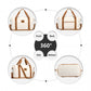 British Traveller 6 Piece Ultralight ABS and Polycarbonate Suitcase Set with Travel Tote and Cosmetic Pouch - Cream