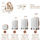 British Traveller 6 Piece Ultralight ABS and Polycarbonate Suitcase Set with Travel Tote and Cosmetic Pouch - Cream