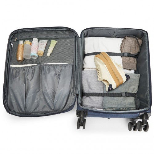 British Traveller 28 Inch Lightweight Soft Shell Expandable Suitcase With TSA Lock - Navy