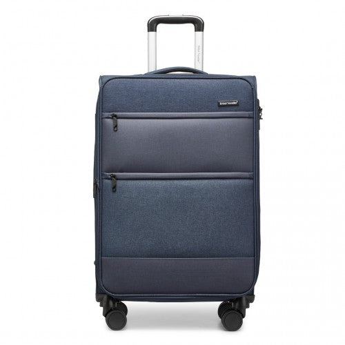 British Traveller 28 Inch Lightweight Soft Shell Expandable Suitcase With TSA Lock - Navy