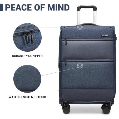 British Traveller 28 Inch Lightweight Soft Shell Expandable Suitcase With TSA Lock - Navy