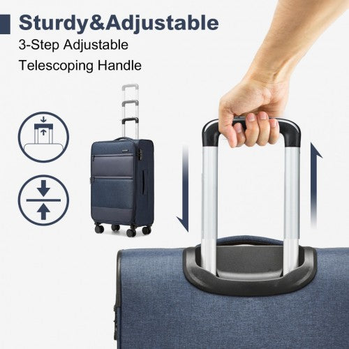 British Traveller 28 Inch Lightweight Soft Shell Expandable Suitcase With TSA Lock - Navy