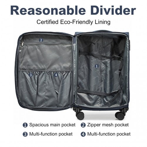 British Traveller 28 Inch Lightweight Soft Shell Expandable Suitcase With TSA Lock - Navy
